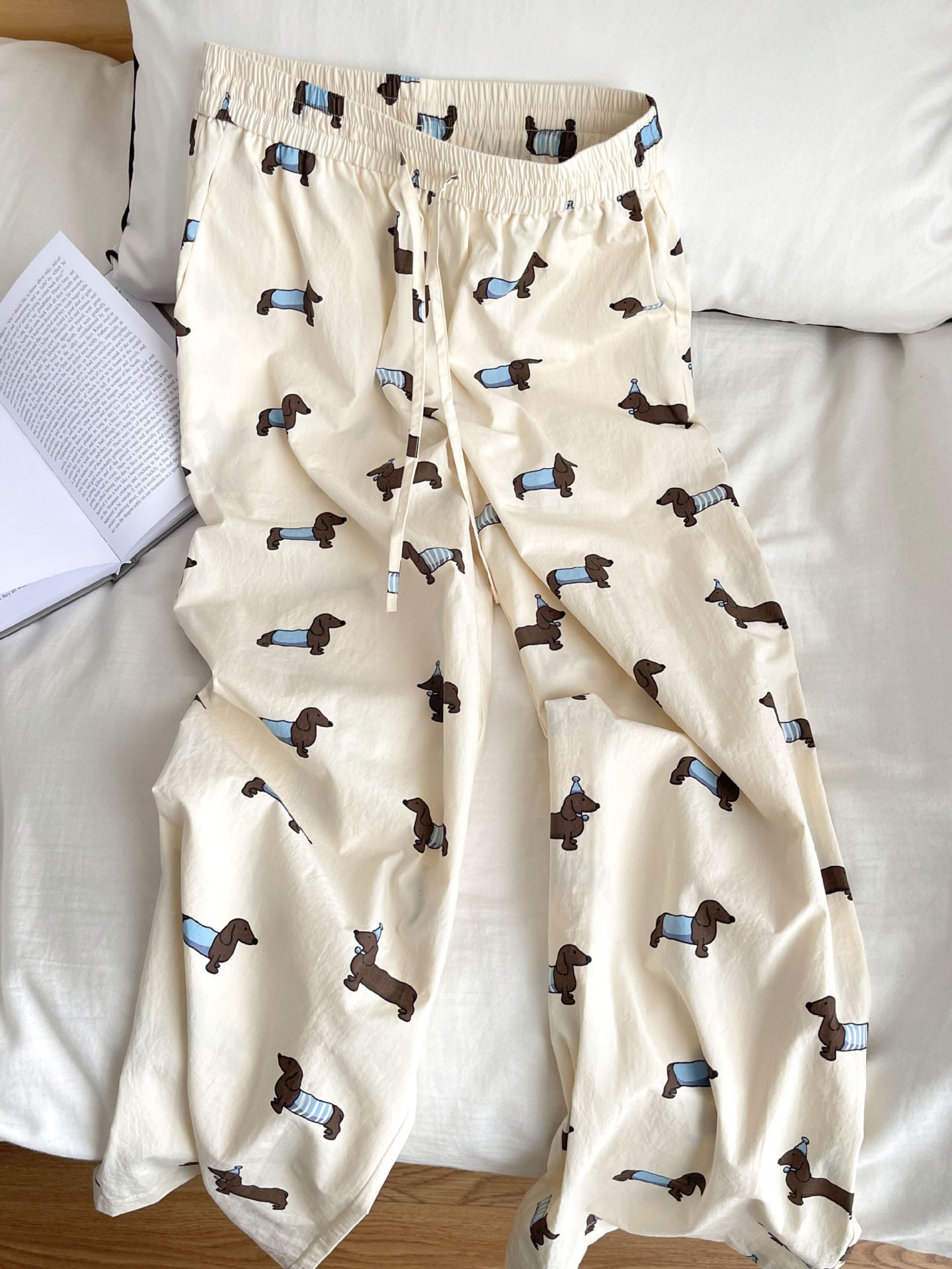 Korean Style Cute Lazy Sausage Dog Pajama Pants Women's Summer Thin New Loose Long Walking Can Be Worn Outside Home Pants