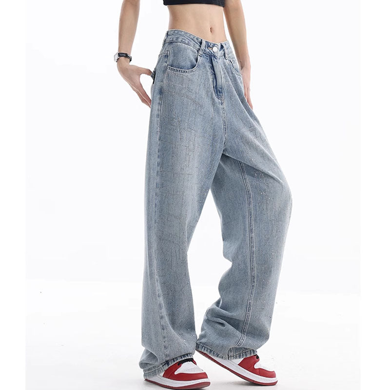 Spring And Autumn New Handmade Hot Drilling Washed Jeans