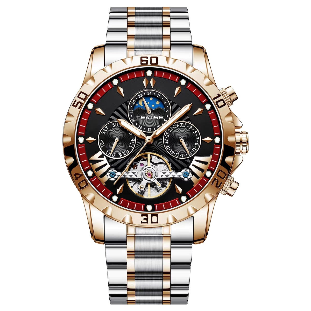 Fashion Business Men's Waterproof Tourbillon Steel Belt Mechanical Watch