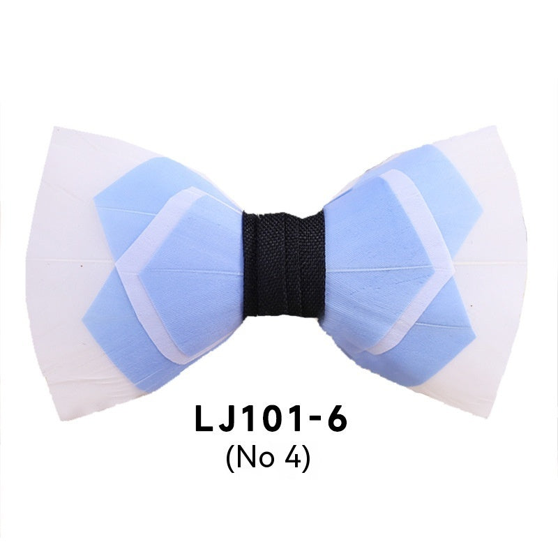Men's Polyester Feather Bow Tie Business Host Suit Bow Tie