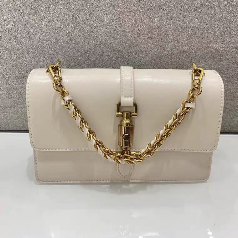 Lock Pleated Chain Portable Women's Shoulder Messenger Small Square Bag