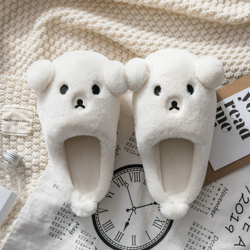 Plush cartoon thick-soled warm cute cotton slippers