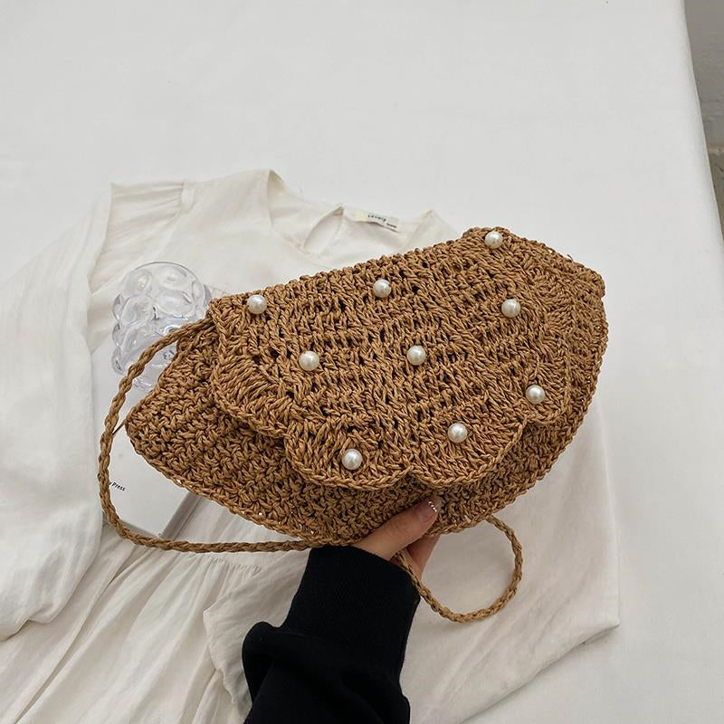 Women's Flower Shell Pearl Hand Satchel