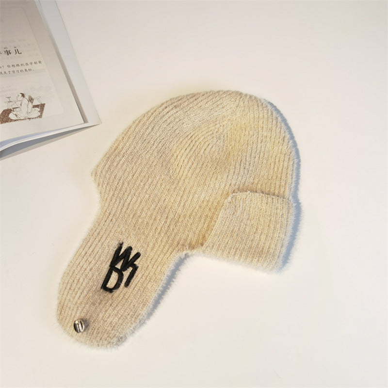 Knitted Wool Thickened Ear Protection Hat Cold And Windproof Pullover