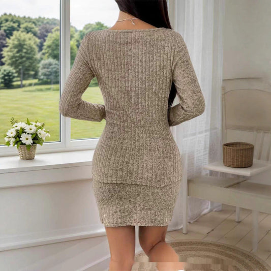 New Autumn Stylish Slim-fit Top And Skirt Two-piece Set
