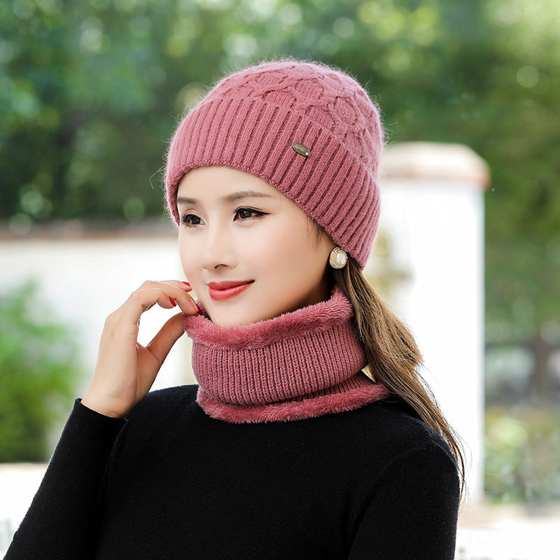 Women's Fleece Warm Wool Hat Scarf Suit