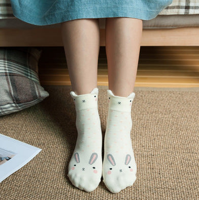 Cartoon Women's Socks Cotton Students' Socks Ears Cute Animal Socks All Cotton Socks Sweet Cotton Socks