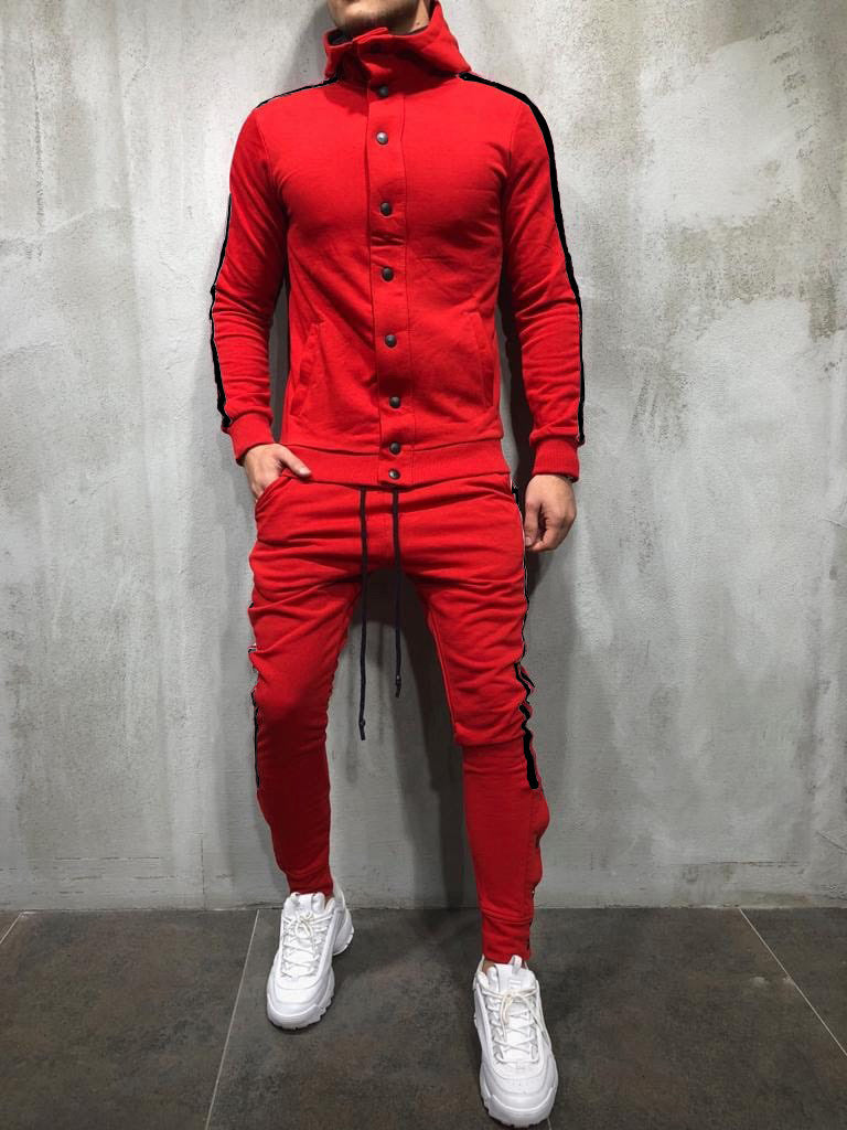 Hooded button cardigan men's sports