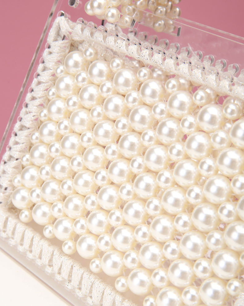Handmade beaded woven pearl handbag