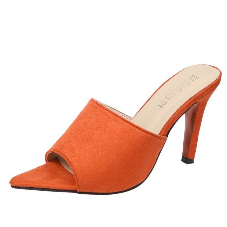 Women's Shoes Summer Pointed Fish Mouth Suede Sandals And Slippers