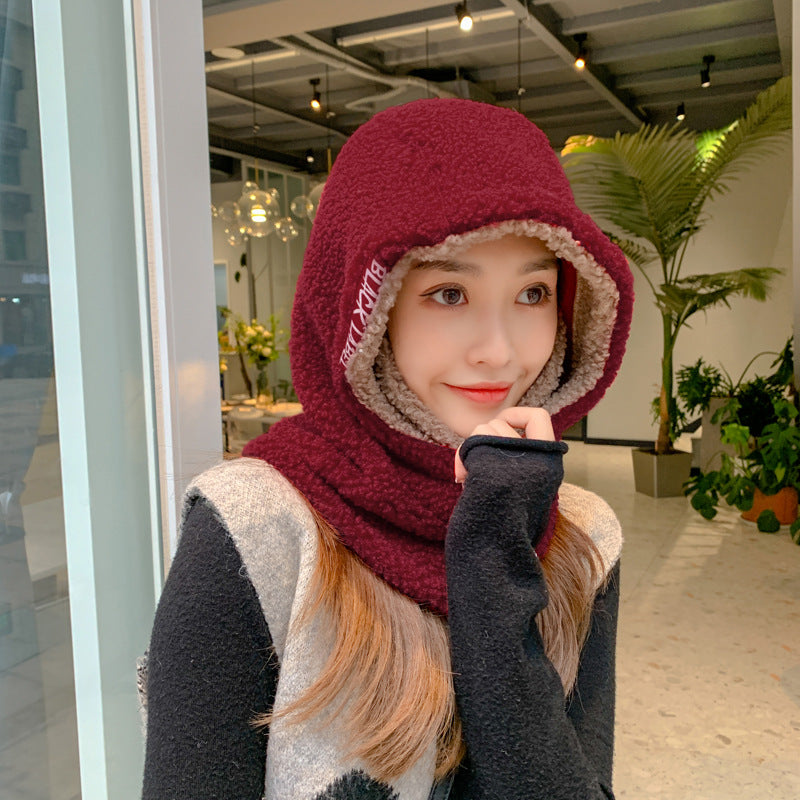 Fleece Warm Lamb Wool Hat Outdoor Cycling Cold Protection