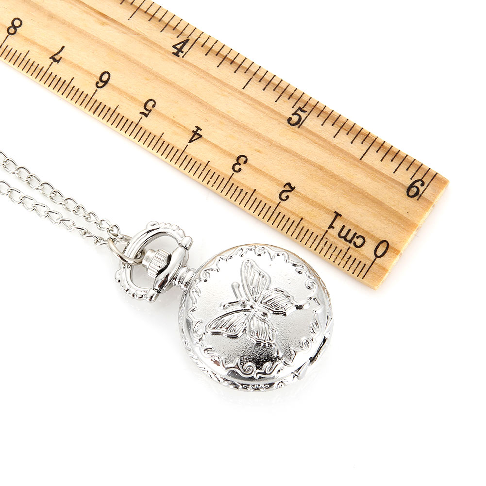Ladies silver butterfly pocket watch