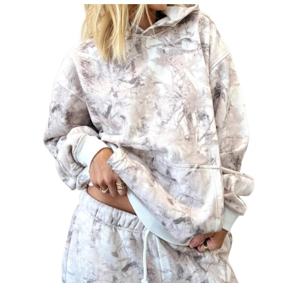 Womens Printed Casual Long-Sleeve Top And Pants Set