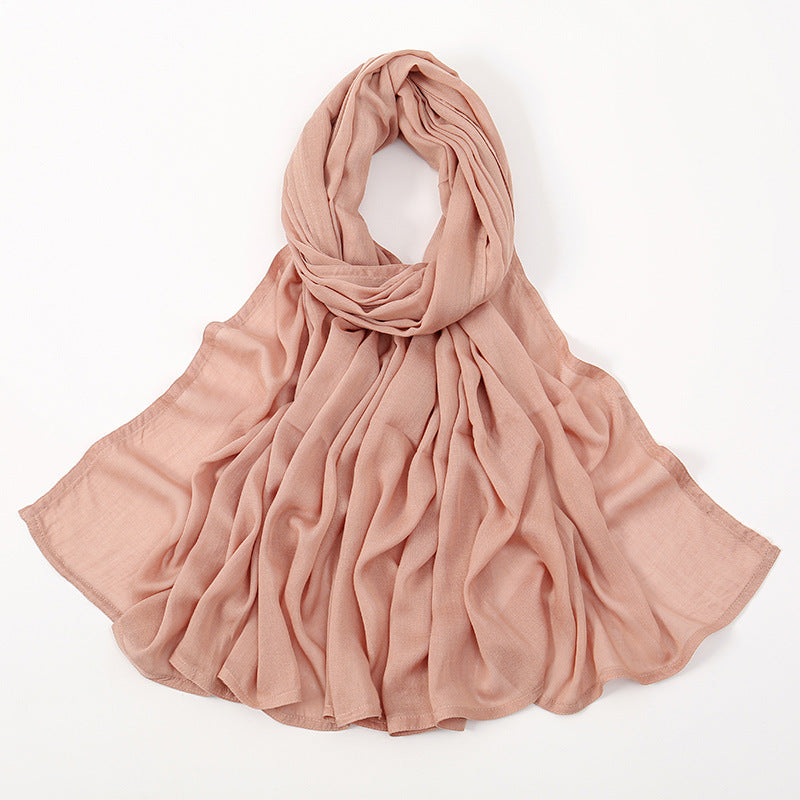 Solid Color Malay Indonesian Rayon Scarf Wide Brim Thin Modal Breathable