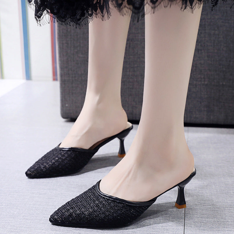 Fashion Vintage Ladies Mesh High Heel Sandals