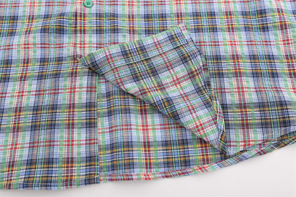 American Casual Retro Plaid Shirt Boys Loose Long Sleeve