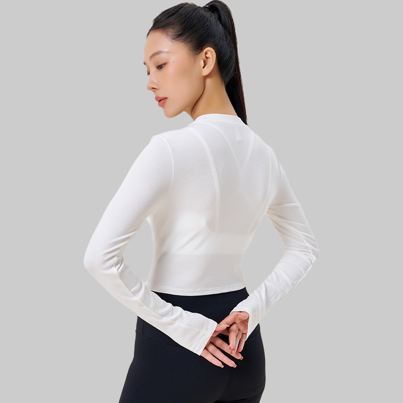 Strikket Kort Yogatoppe Dame Navleslankende Top
