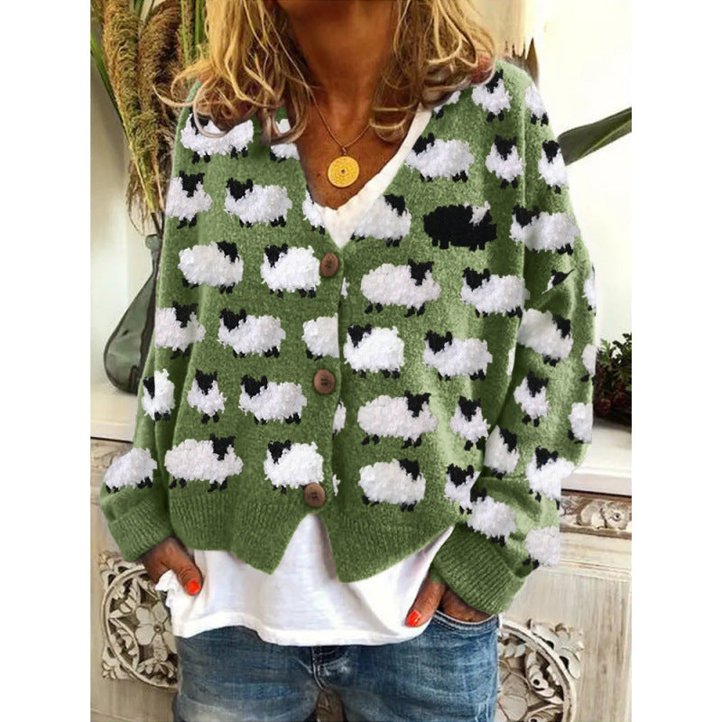 Women's Abstract Printing Casual Coat Cardigan