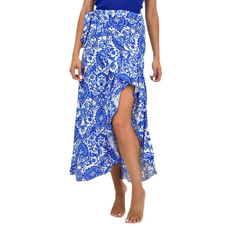 Women's Stomach Blanket-style Tied Lotus Leaf Floral Skirt