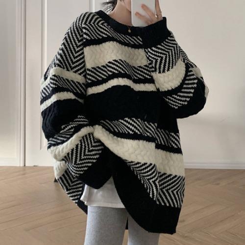 Korean-style Striped Sweater For Women