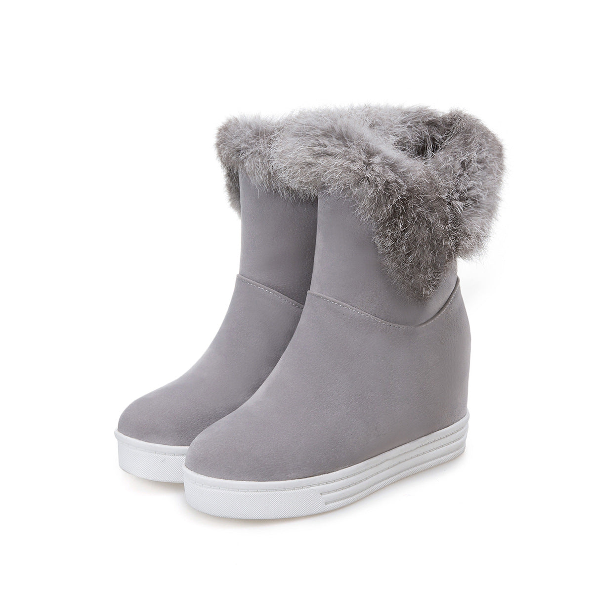 Casual Women's Fur Collar Frosted Short-tube Snow Boots