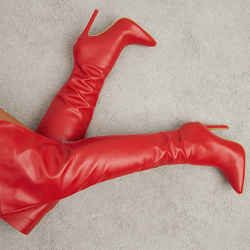 Women's Pointed Toe Stiletto Heel Over-the-knee Back Zipper Boots