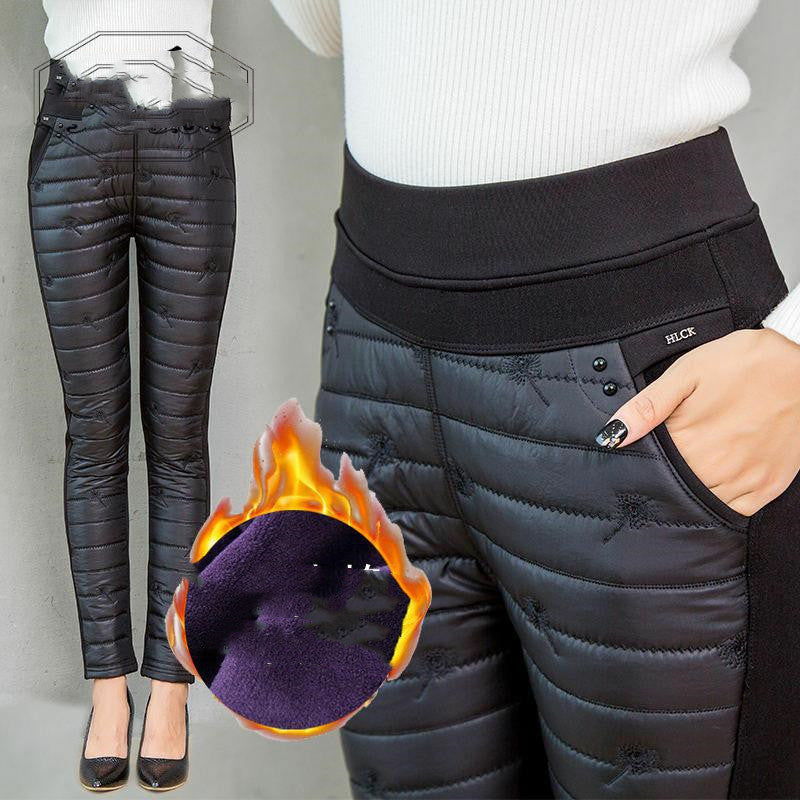 Women's Warm High-waisted Down Cotton Trousers
