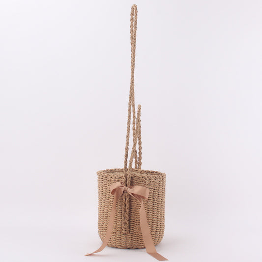 One-shoulder Hand-carried Cross-body Bucket Woven Bag