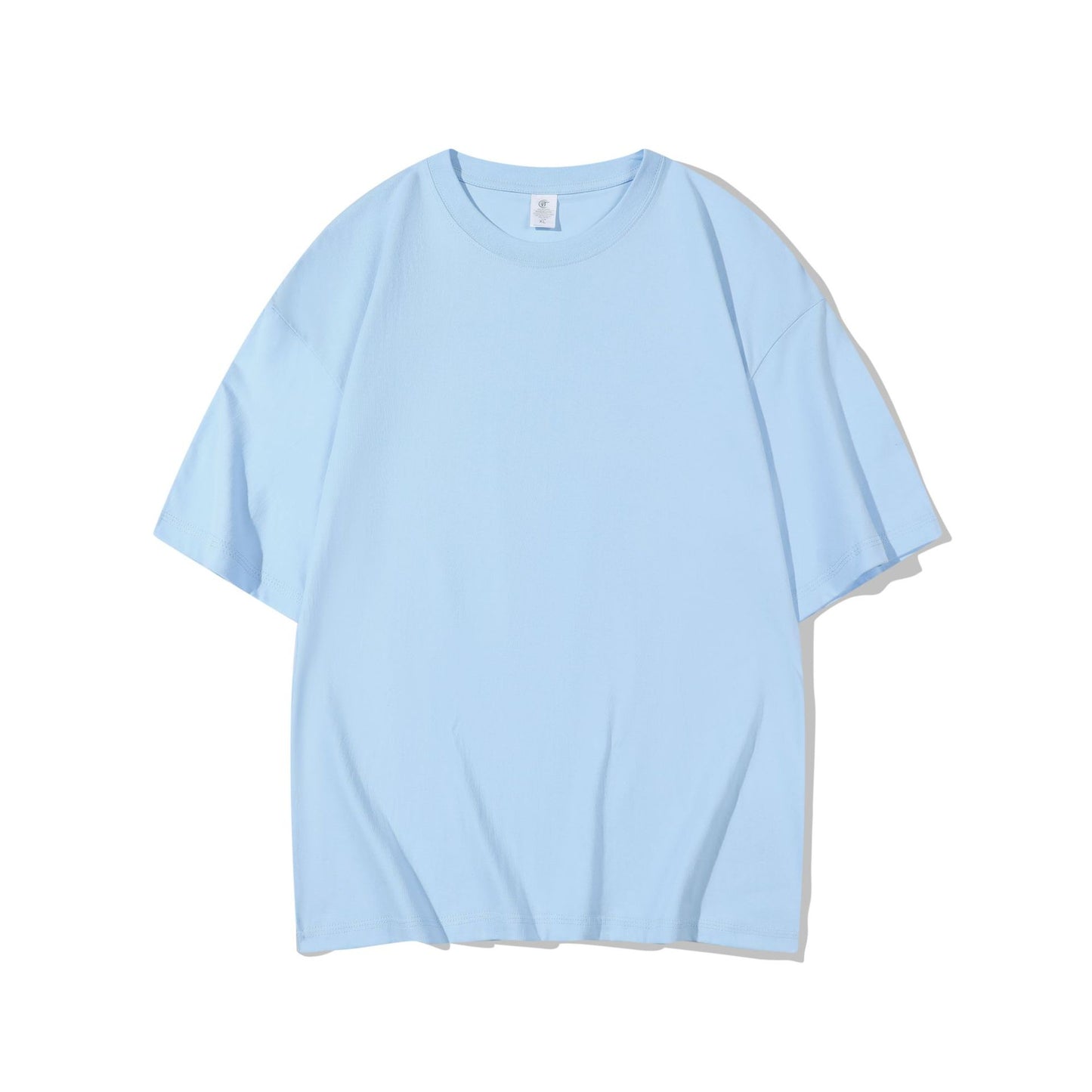 T-shirt i bomuld til mænd, 220g kraftig, ensfarvet, rund hals, korte ærmer