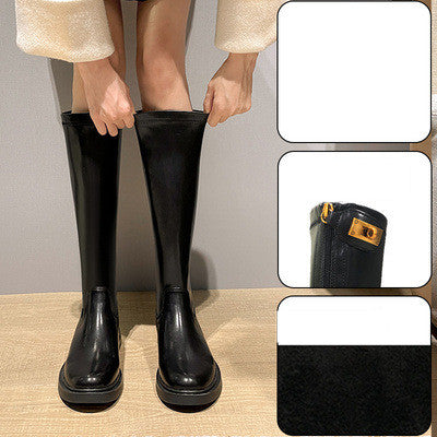 Fashion Ladies Brown Long Barrel Plus Size Knight Boots