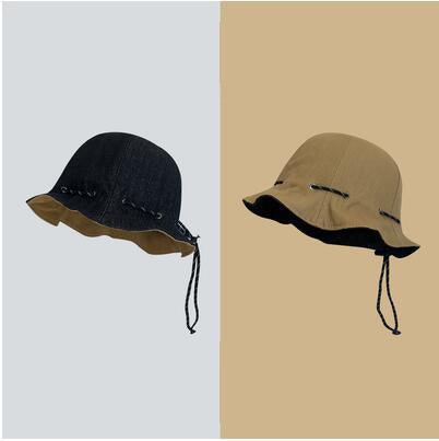 Ensfarvet Vendbar Denim Fiskerhat