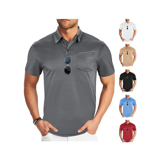 Men's Sporty Casual Breathable Mesh Button-down Collar Solid Color Shirt