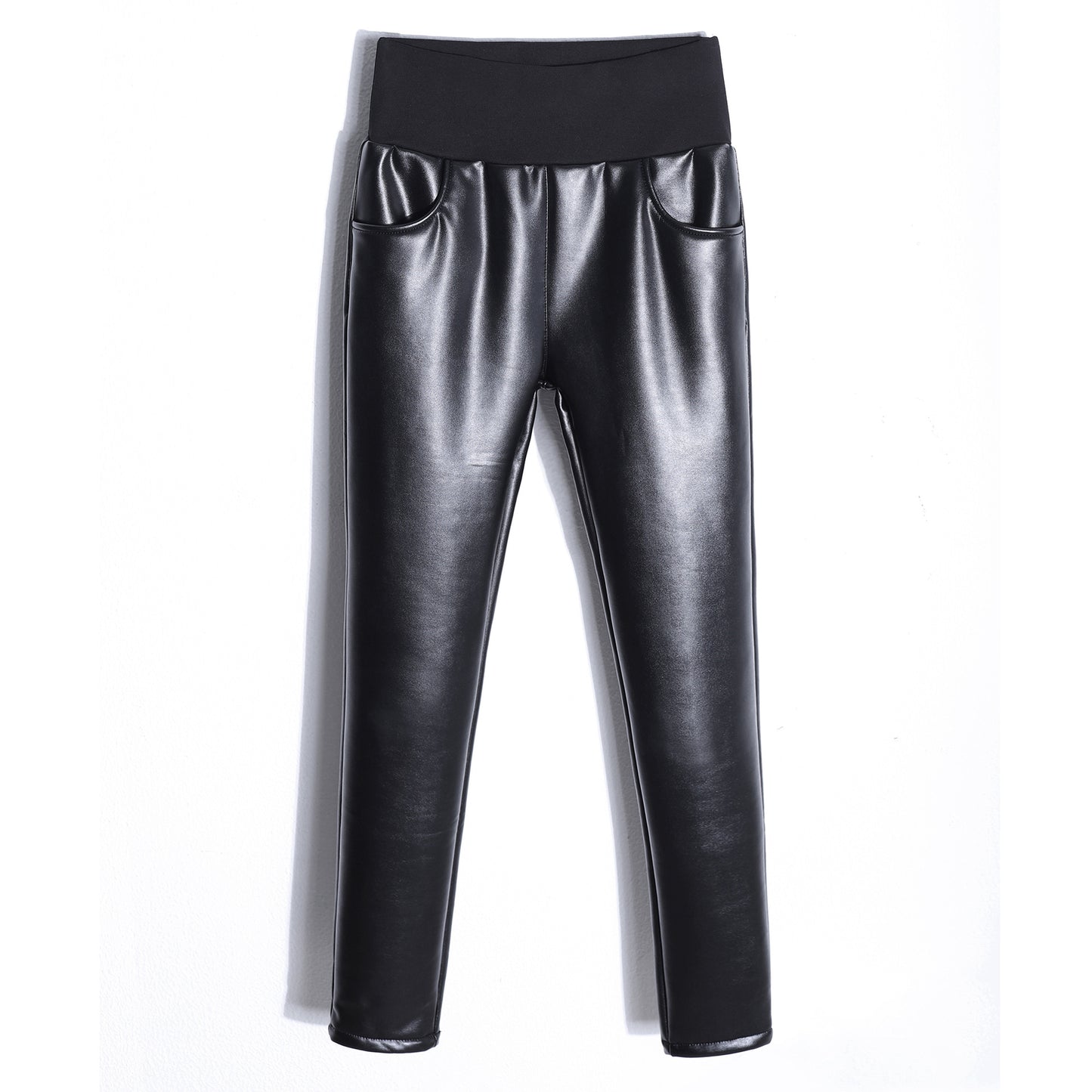 Matte Leather Pants Women's Fleece-lined Thickened