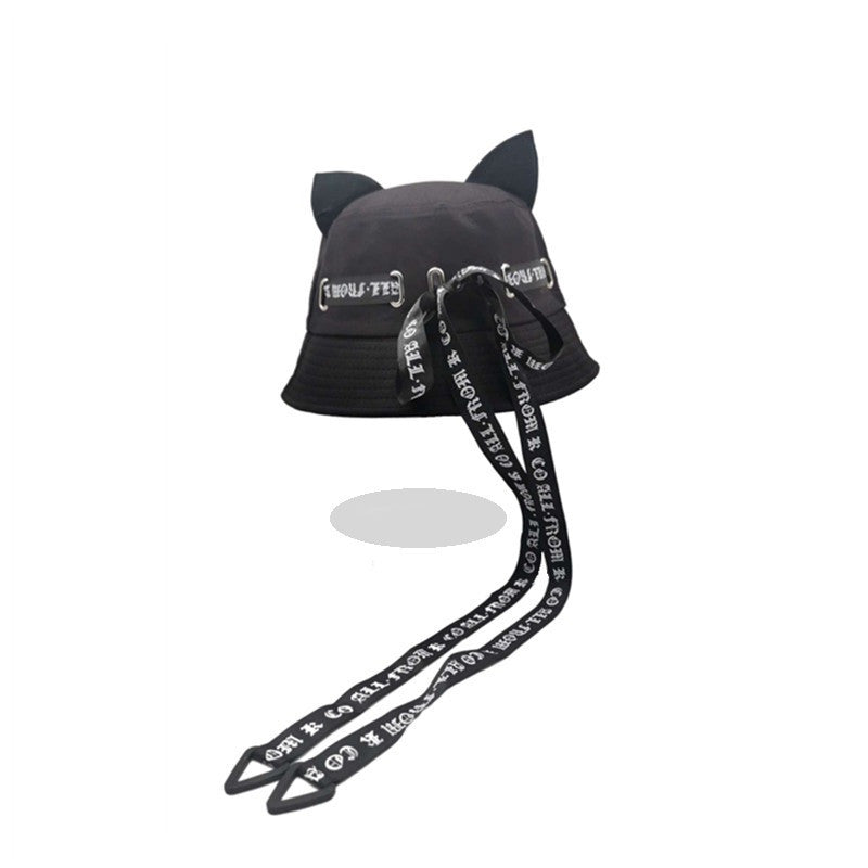 Cat Ears Girl Ribbon Bucket Hat