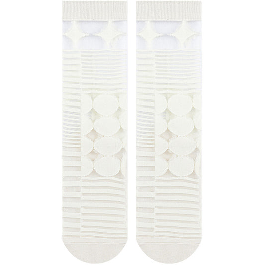 Women's Summer Thin Asymmetric Spun Glass Striped Diamond Socks