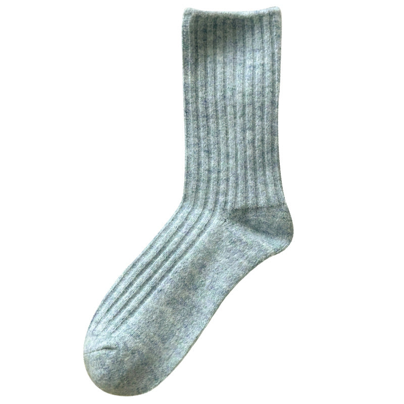 Womens Thickened Fleece-Lined Wool Mid-Calf Socks