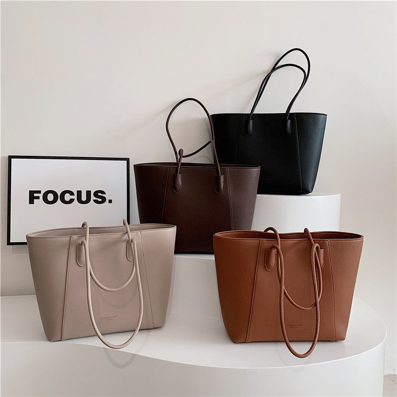 Solid Color Fashion Leisure Commute Simple Shoulder Tote Bag