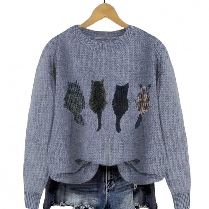 Womens Fresh And Casual Crew-Neck Printed Sweatshirt Top