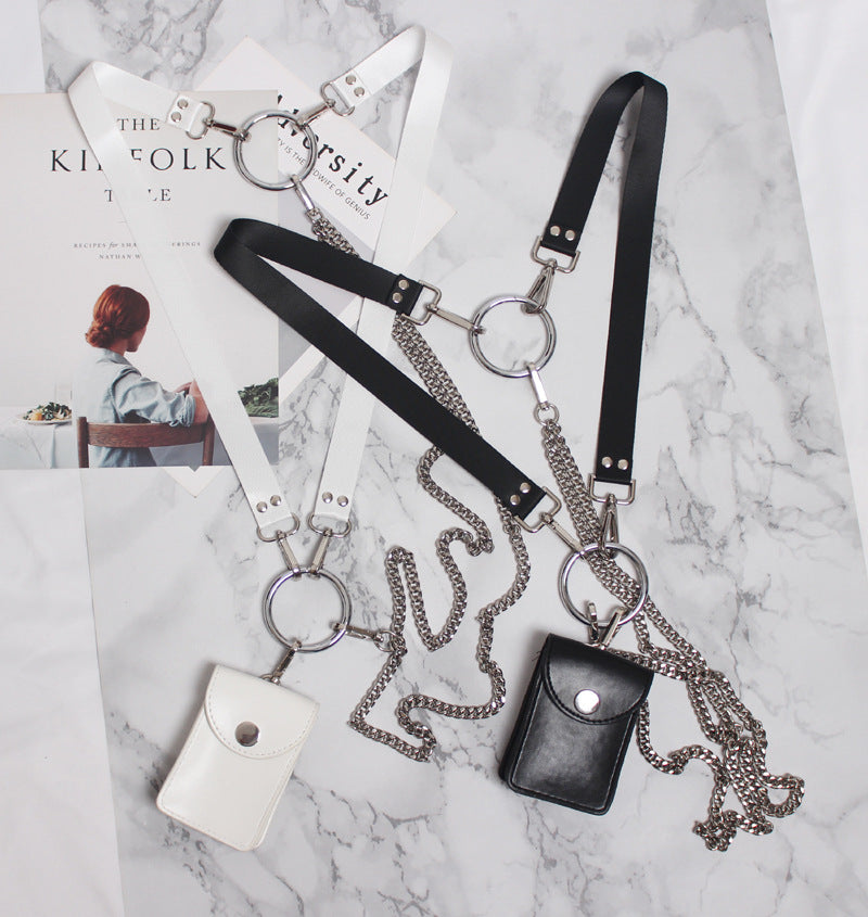 Mini aftagelig metal kæde crossbody halter dobbeltanvendelig taske