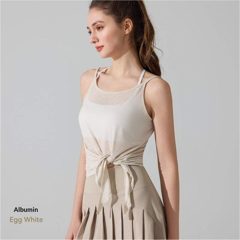 Yoga Sweat-Absorbing Breathable Sleeveless Slit Sports Camisole