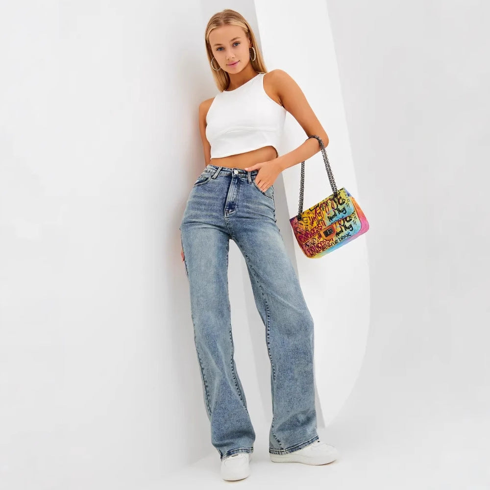 Casual And Versatile New Womens Wide-leg Jeans