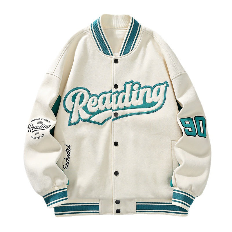 Men's Fashion Retro Alphabet Embroidered Baseball Uniform Coat