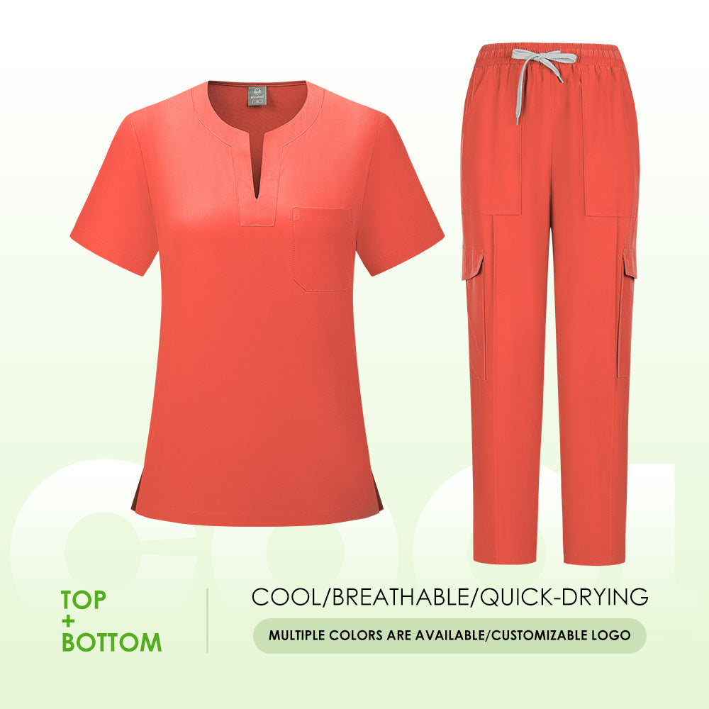 V-neck Two-piece Medical Work Uniform