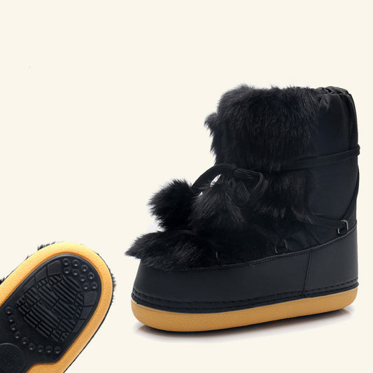 Full Wool Ball Snow Boots Women's Wool Anti-skid