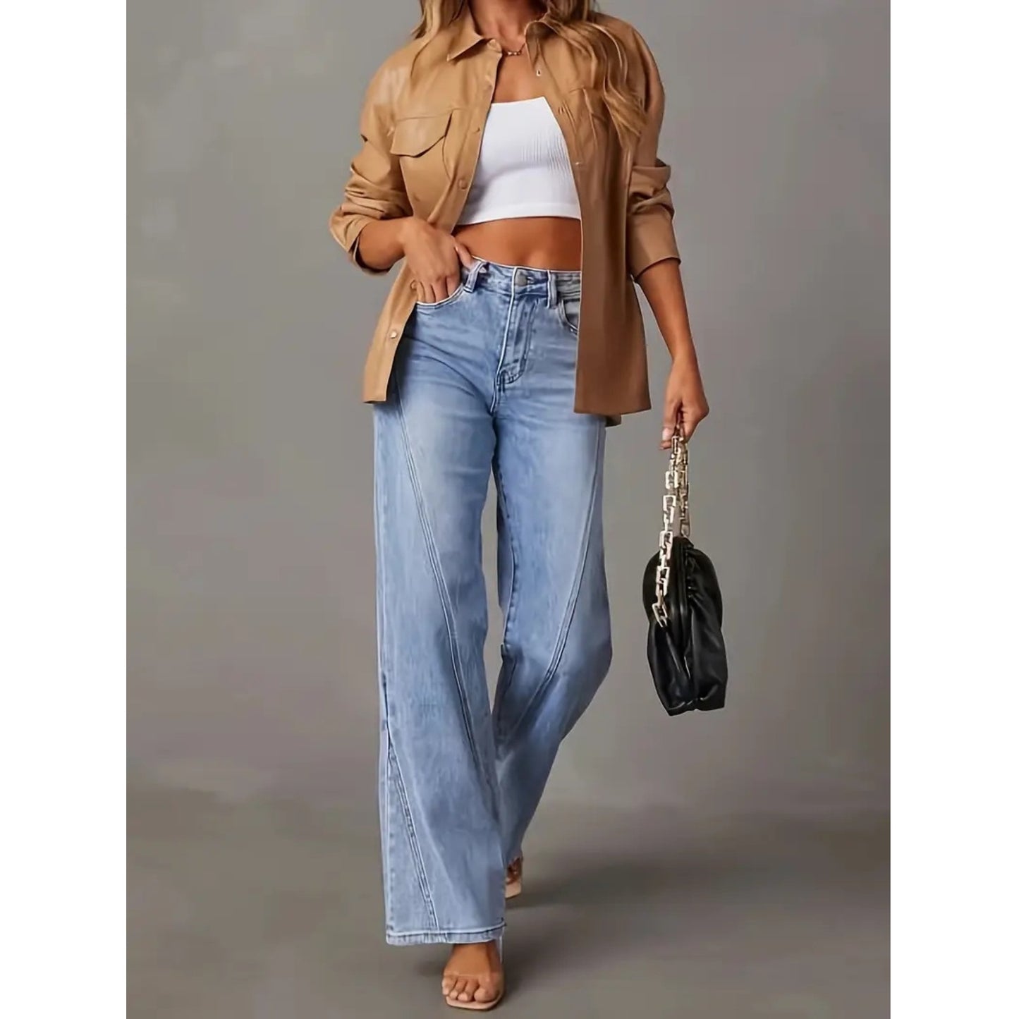 Straight-leg Stretch Jeans In Soft Blue Denim