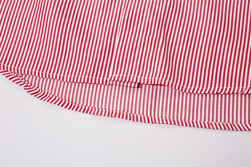 Vertical Striped Long-sleeved Shirt Men's Autumn Loose American Style