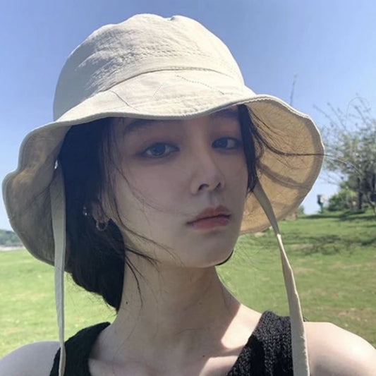 Japanese Drawstring Bucket Hat Women's Summer Thin Breathable