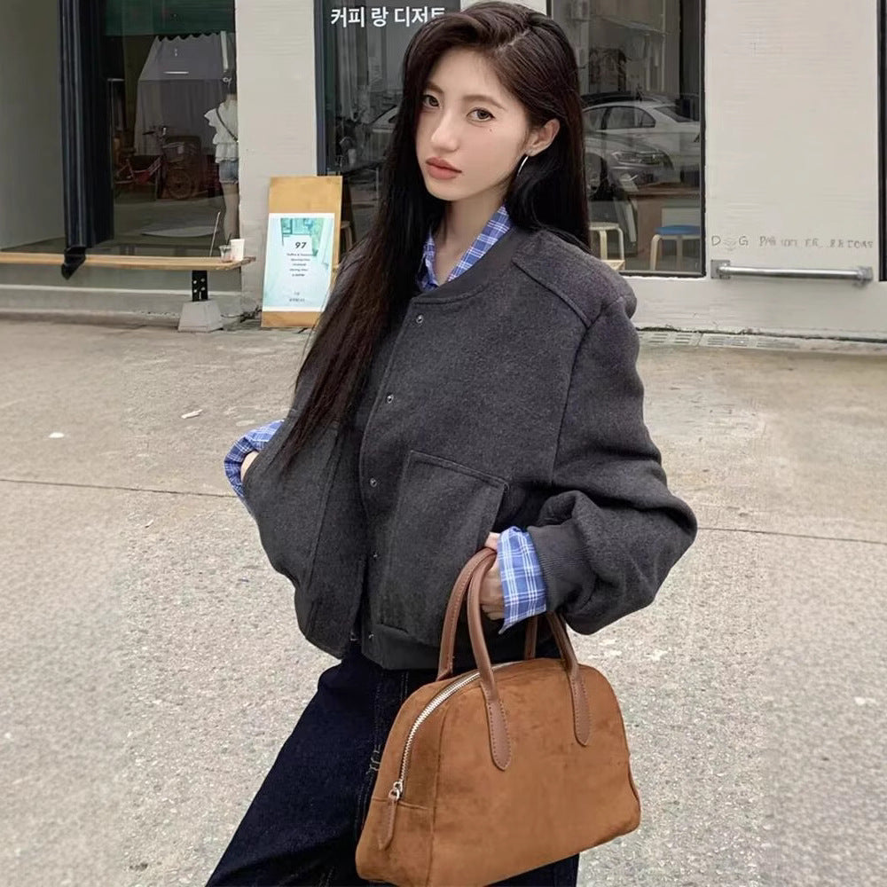 Retro Jacket Coat Design Loose Leisure Short Top