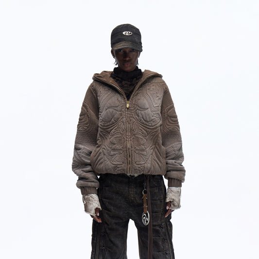 Sun Totem Fully Embroidered Pre-Washed Distressed Sweatshirt