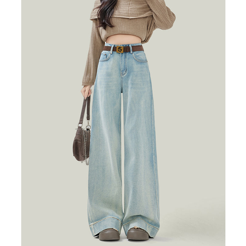 Women's Loose Straight Light Color High Waist Jeans